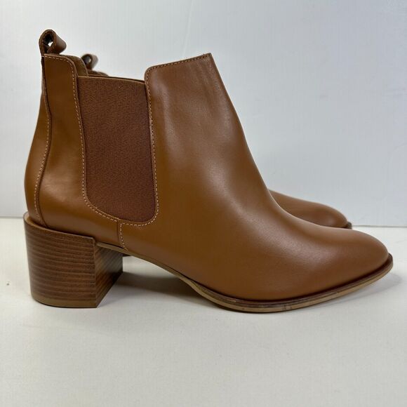 Everlane The Heel Ankle Boot Leather Block Heel Cognac Brown Women 10.5 NWOB - Picture 5 of 12